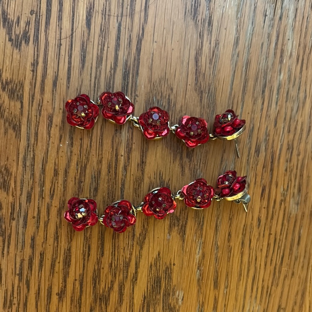 Red Floral Earrings